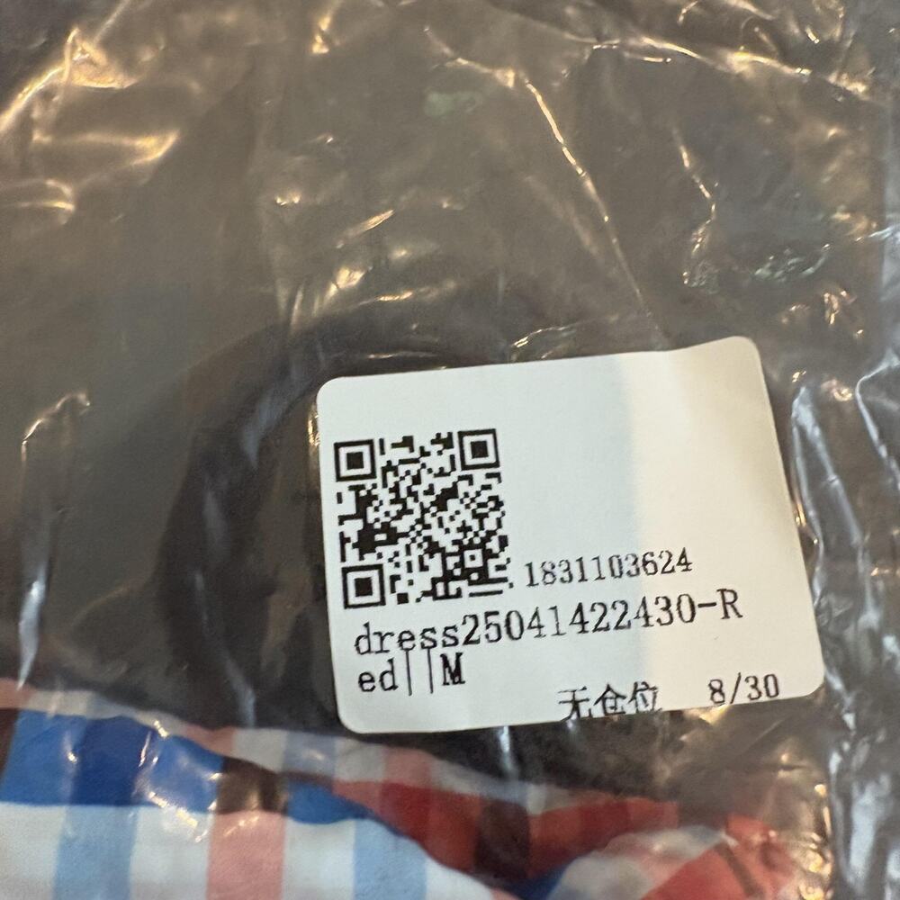 Plaid Gingham Shirt Dress Women Medium Red Blue Puff Sleeve Game Day Button Down - Picture 12 of 13